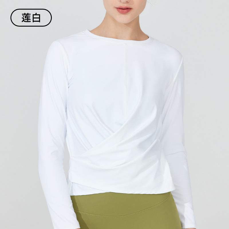 Naked quick-drying sports long-sleeved T-shirt cross-waist breathable yoga clothes sexy fashion loose fitness clothes women