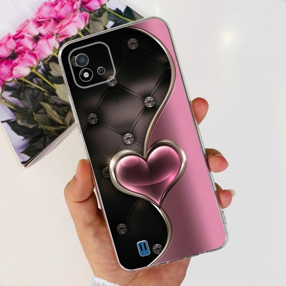 For Cover Realme C11 2021 Case Fashion Marble Love Heart Silicone Soft TPU Phone Back Cover For Realme C11 RMX2185 C20 C20A Capa