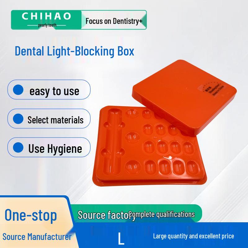 Dental Resin Light-Blocking Box with Lid & Material Palette