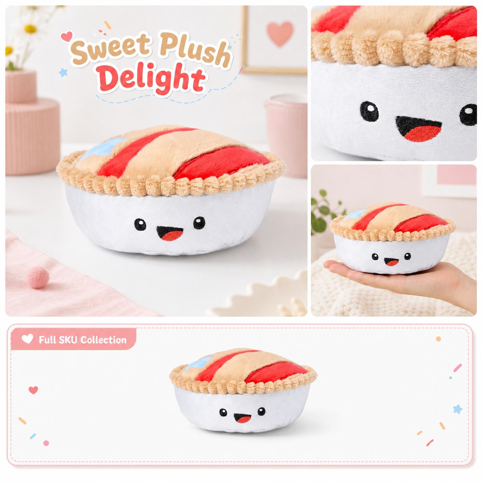 Soft Plush Pie Toy with Smiling Face Design Stuffed Pie Plushie Decorative Soft Toy for Kids and Collectors One Size