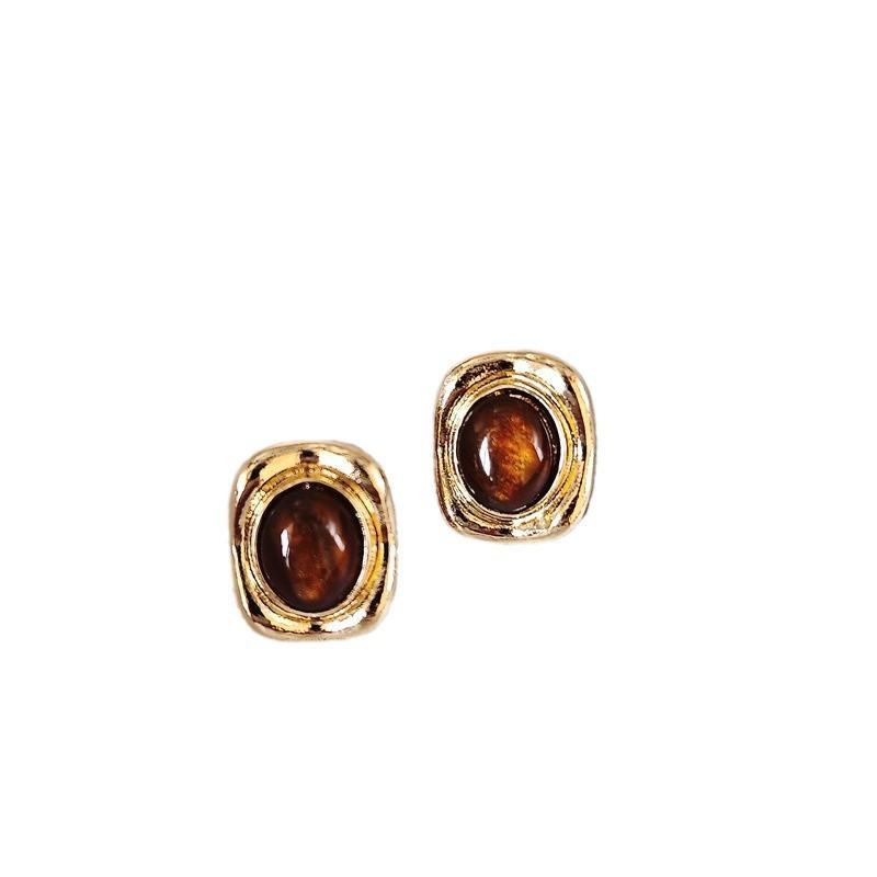 Maillard Brown Square Geometry Stud Earrings For Women New Trend Jewelry Simple Wedding Christmas Girl Gift Jewelry Wholesale