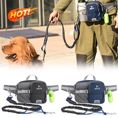 Laisse rétractable mains libres pour chien avec sac banane, coutures réfléchissantes, sac banane pour marcher, faire du jogging, courir avec votre chien