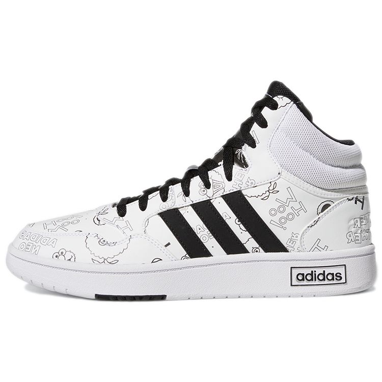 Adidas Neo Hoops 3.0 Mid Synthetic Leather Comfortable Mid-Top Sneakers Men Sneakers White Black GZ4859
