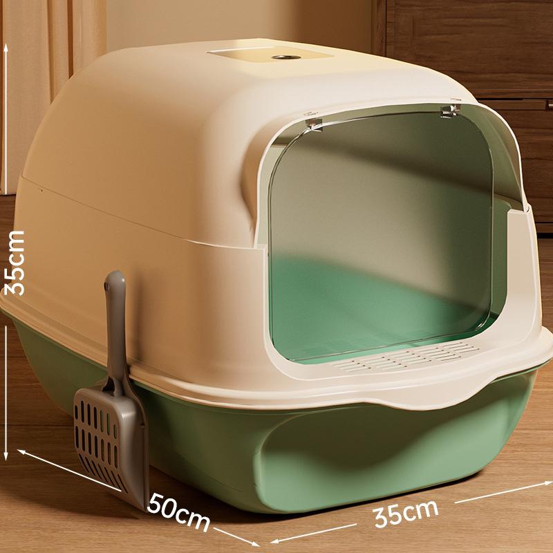 Large Pp Cat Litter Box Fully Enclosed Odor Control Cat Toilet Easy-To-Clean Litter Pan Anti-Tracking Pet Supplies
