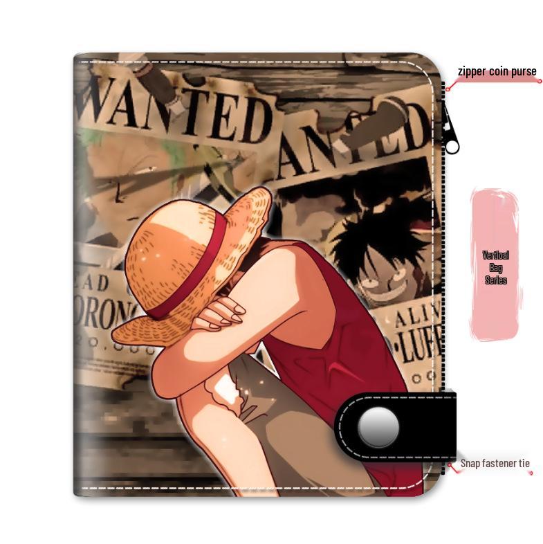 Portmonetka na monety i etui na karty zapinane na zamek błyskawiczny z motywem One Piece