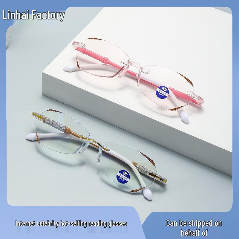 

Douyin Style Frameless Reading Glasses: Fashionable, Blue Light-Blocking, Smart Zoom with Auto Diopter Adjustment Standard Temple with Diopter