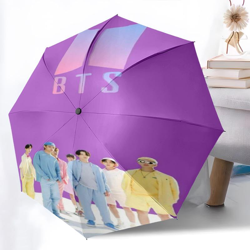 Harmony Melody: BTS's Sonic Journey Folding Umbrella Portable Suitable for All Seasons Outdoor Gift Three Folds