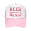Beer Never Broke My Heart Trucker Hat Polyester Adjustable Snapback Casual Cap for Beer Lovers