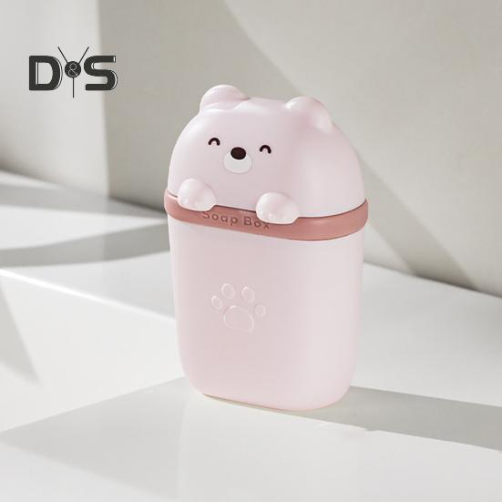 Soap Box Holder Portable Compact Design Cartoon Bear Soap Dish Waterproof Travel Sealed Storage Box Soap Holder