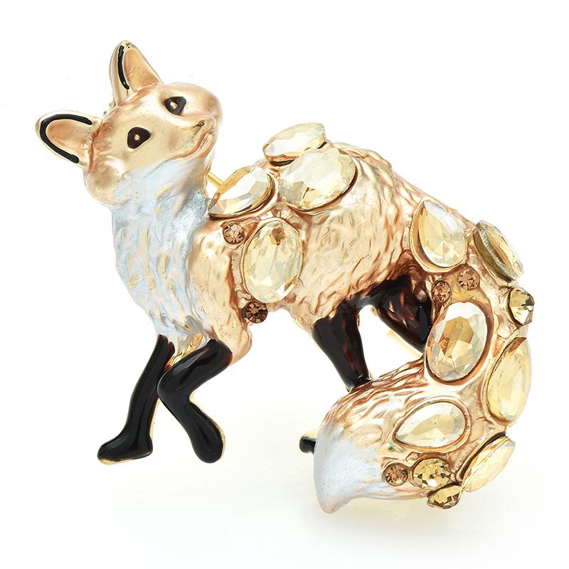 Crystal Fox Badge for Women Unisex Lovely Enamel Animal Party Casual Brooch Pins Gifts