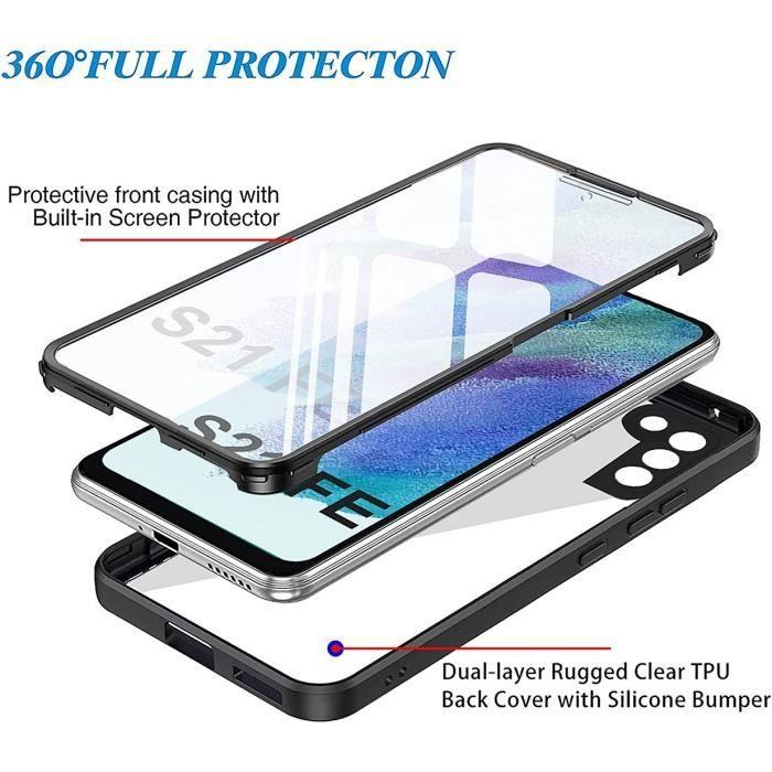 Heltäckande skyddsskal - BOOLING - för Samsung Galaxy S21 FE - Mjuk TPU - Hård PC - Svart