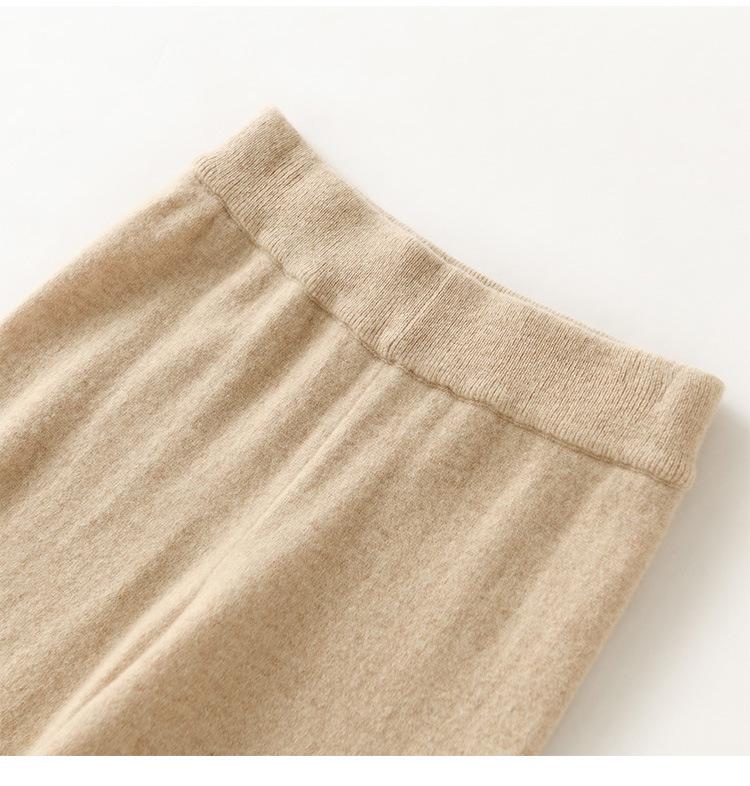 Women's High Waist Wool Knitted Wide-Leg Pants - Autumn/Winter Floor-Length