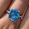 Bridal Wedding Love Water Drop Shining Design French Romantic Horse Eye Blue Zircon Ring Trendy  Elegant Jewelry
