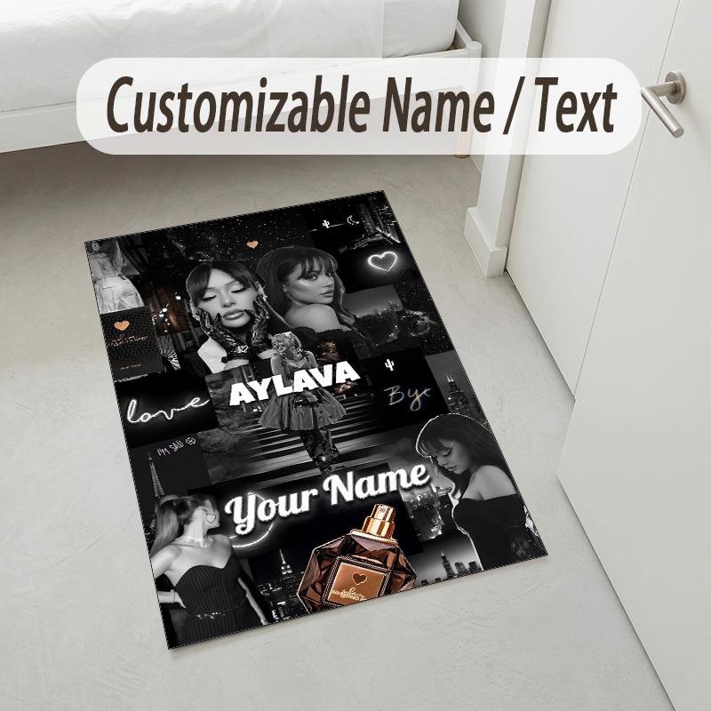 Personalized Crystal Velvet Carpet,Ayliva Custom Printed Name, Plush Area Rug For Home Indoor Decor