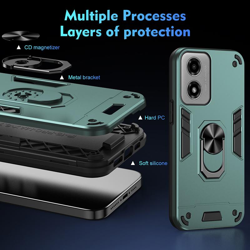 Shockproof Hard Armor Cover Case For Motorola Moto G04 G13 G14 G20 G23 G24 G30 G31 G32 G34 G35 Car Magnetic Ring Holder Cover