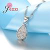 Luxury Waterdrop 925 Sterling Silver Color Cubic Zircon Crystal Pendant Necklaces Earrings Women Wedding Jewellery Set