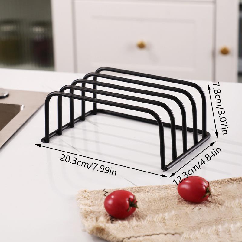 5-Tier Kitchen Cutting Board Rack, Carbon Steel Cutting Board Rack, Kitchen Pot Lid Storage Rack - Kitchen Organizer And Storage