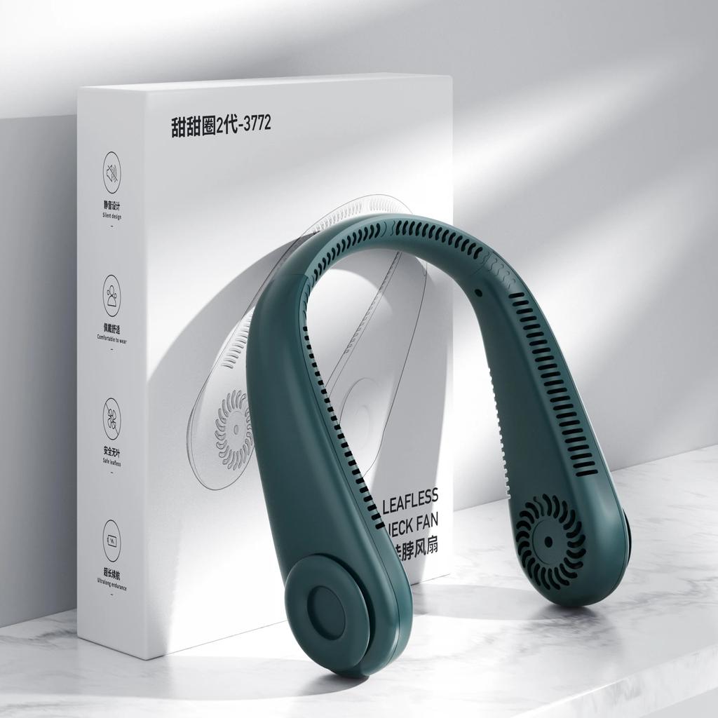 Bærbar halsvifte Bladløs minihengende halsvifte Sommersport Trådløs løping utendørsvifter Halsbånd LED-skjerm