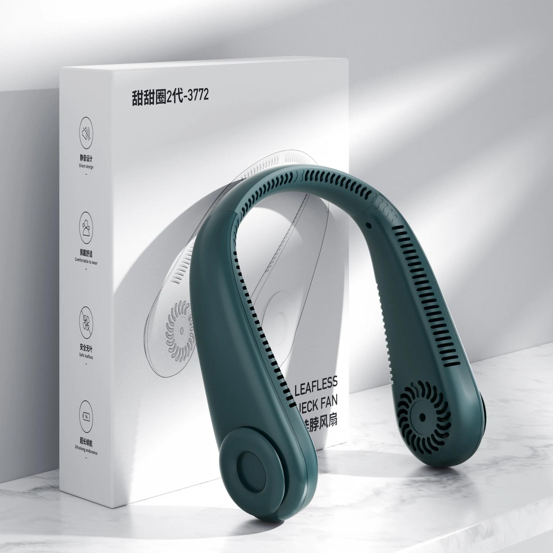 

Портативный шейный вентилятор без лопастей Мини подвесной шейный вентилятор Летний спортивный беспроводной беговой уличный вентилятор с шейным ободом и светодиодным дисплеем зелёный