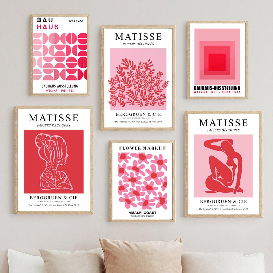 Pink Flower Market Matisse Bauhaus Fruit Wall Art Canvas Painting Nordic Posters And Prints Wall Pictures For Living Room Decor