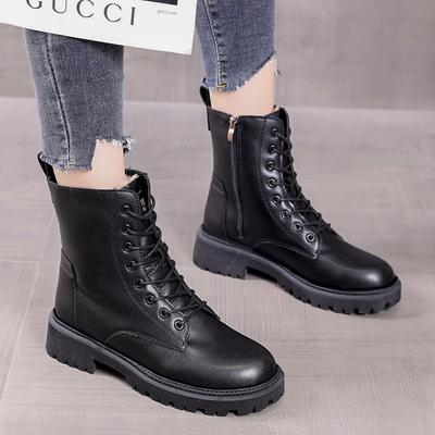 Bottes Martin pour femmes 2025 nouvelles automne et hiver plateforme rétro vent britannique bottes de locomotive populaires polyvalentes velours courtes bottes en coton