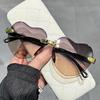 New Rimless Sunglasses Heart Fashion Pc Frame Women Men Code Round Sun Glasses for Female Male Gradient Traveling Oculos Glasses