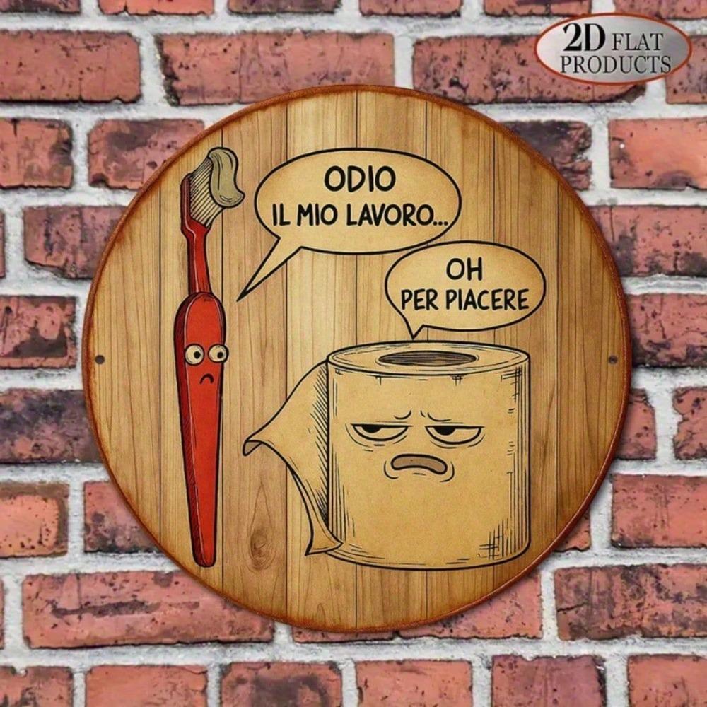 Funny Italian Metal Wall Art Sign Vintage Humor Decor for Toilet Bathroom