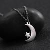 Stainless Steel Crescent Moon Star Pendant Necklace Ladies Birthday Party Jewelry Gift Cute Fashion Accessory