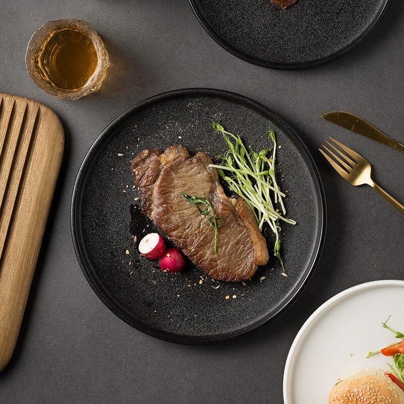 Nordic Frosted Black Ceramic Dinner Plate