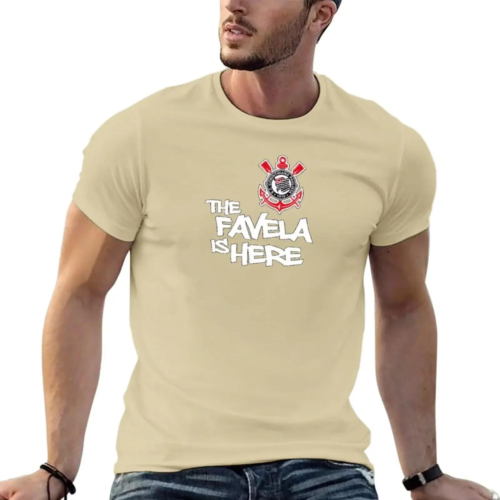 BenberFashion Corinthians T-shirt De favela is hier T-shirt sportfans effen getailleerde t-shirts voor heren XL