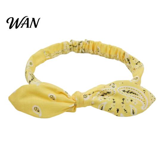 Comfortable Headband Elastic Rabbit Ear Knot Design Hair Wrap Secure Fit Wave Boosting Compression Band Paisley Pattern Headwrap