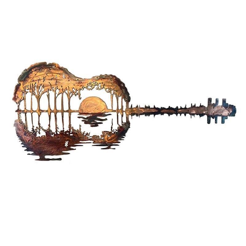 Abstract Metal Guitar Wall Art - Creative Wrought Iron Decoration