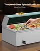 Commercial Food Warmer, 1500W Electric Stainless Steel Steam Food Warmer with Glass Cover, 4-Pan Countertop Buffet Bain Marie with Soup & Perforated