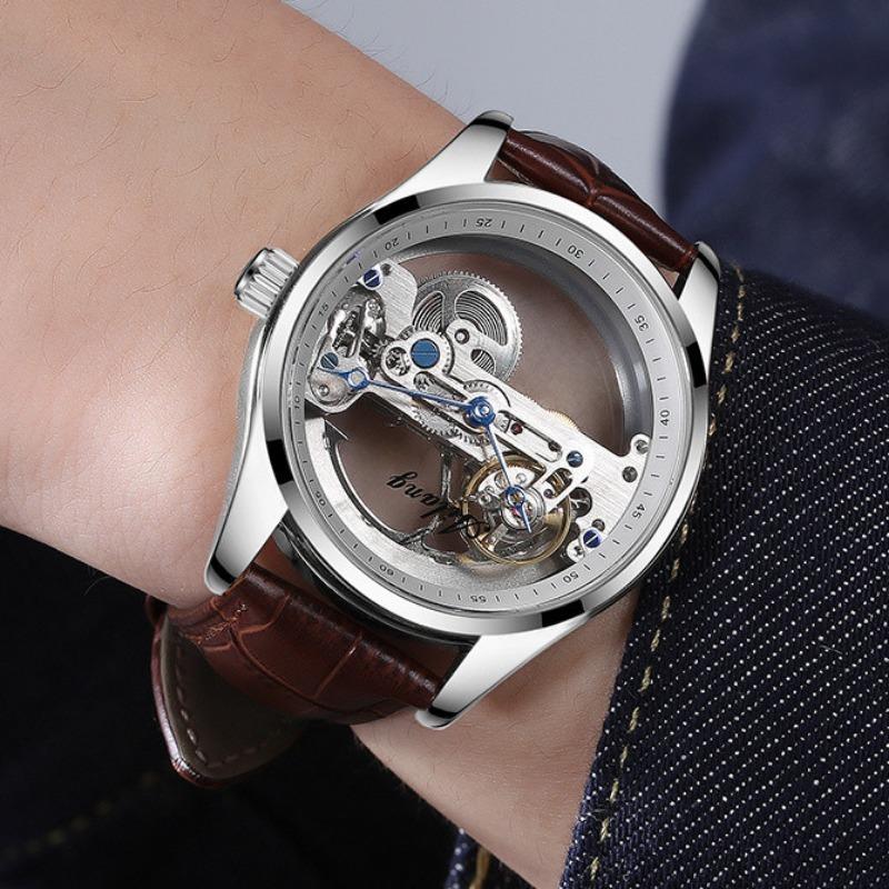 AILANG New Automatic Skeleton Mechanical Watch Men Korean Fashion Waterproof Men's Mechanical Watch
