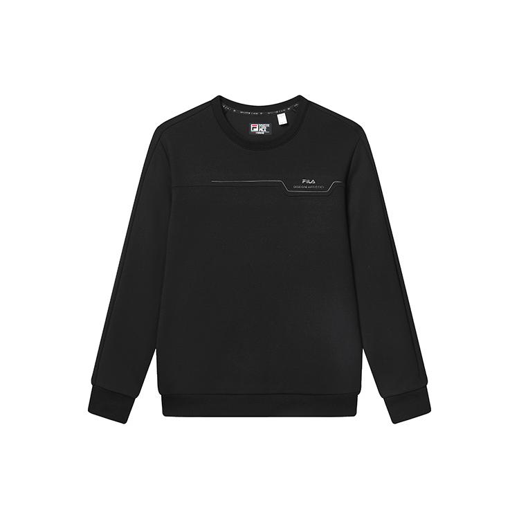 FILA Sweatshirts Men s Jet Black Crew Neck Moderate Regular F11M317204F-BK L
