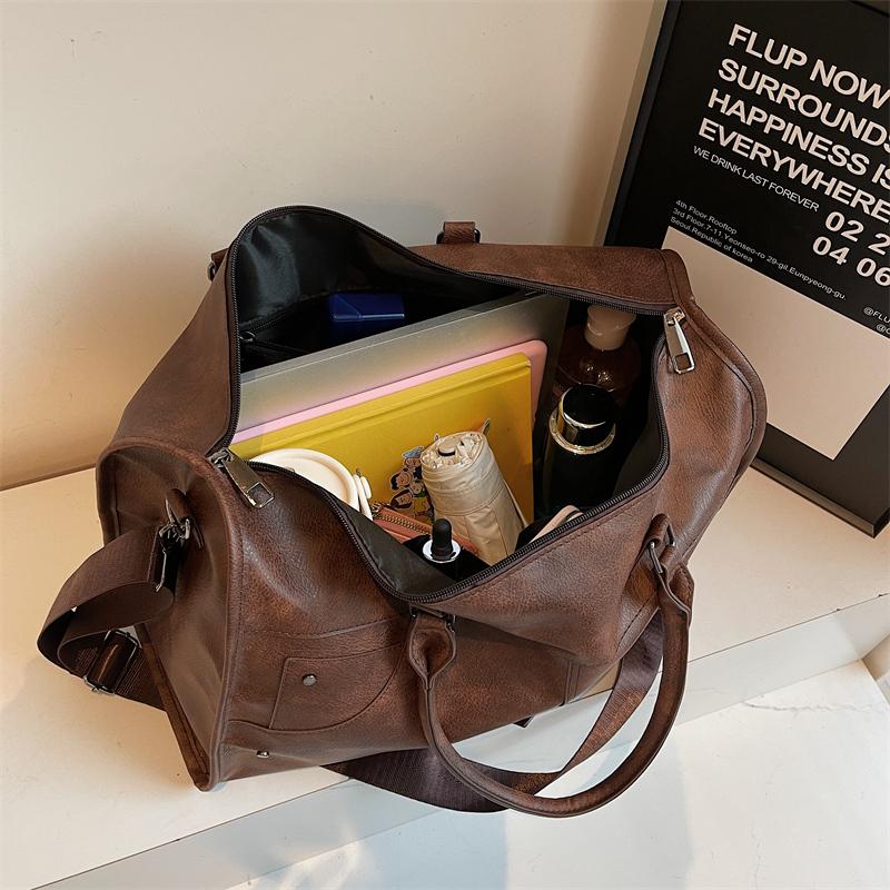 Large Capacity Handbag Short Distance Travel Bag PU Women's Fitness Luggage Bag