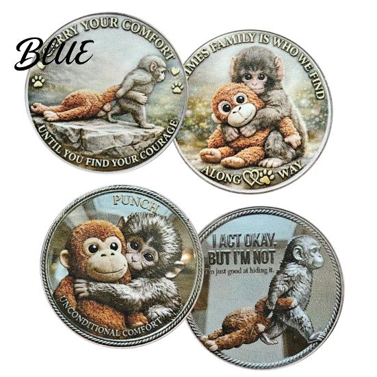 Comfort Reminder Coin Emotional Support Monkey Inspirational Challenge with "One Day at A Time Unique Gift You Are Not Alone" Double‑Sided