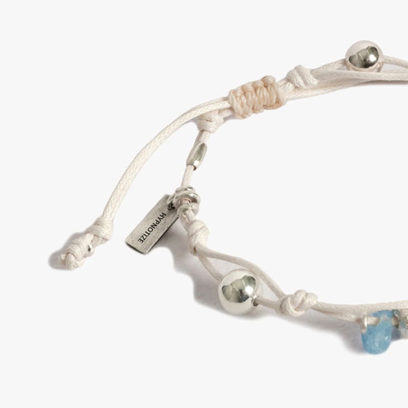 HYPNOTIZE SILVER BALL STRING BRACELET_ IVORY