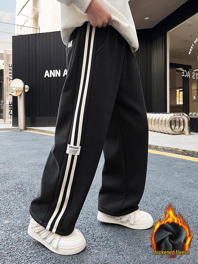 2025 Boys' Fleece-Lined Sweatpants: Thick, Handsome, Loose Fit for Autumn/Winter