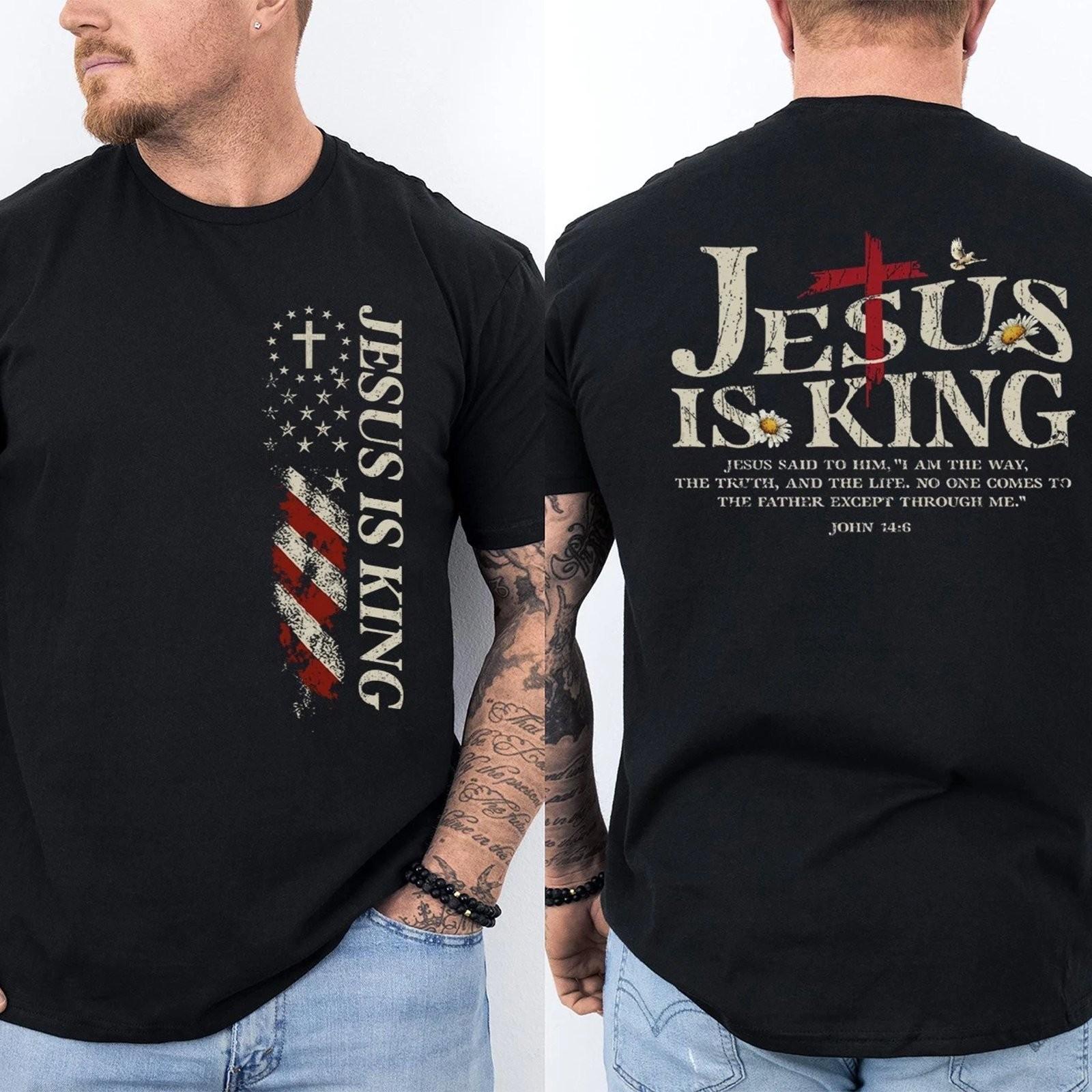Jesus Is King Bible Verse John 14:6 Christian Religious Graphic Tee M