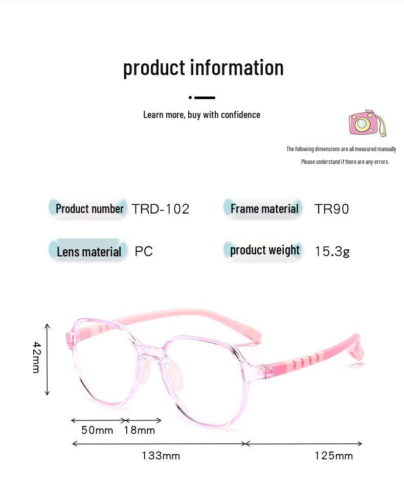 Children's Fashion Ultralight TR90 Two-Color Blue Light Blocking Prescription Eyeglass Frames
