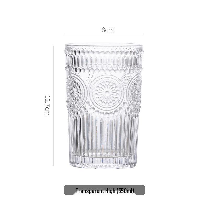 Sunflower Glass Water Cup - European Style Relief Design for Juice, Beverage, or Milk. Ideal for Home or Office. Free Shipping Included.