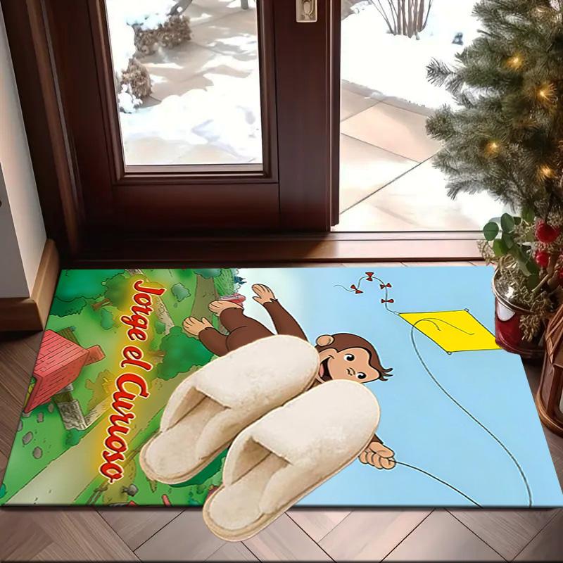 Curious George Flying Kite Area Rug Office rug, Chair Rug, Decor Carpet Livingroom bedroom Mat, Large Size Fan gifts Christmas gifts