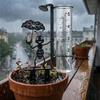 Eisenkunst Metall Ameise Regenmesser-Pfahl Rostfrei Wetterfest Außen Glasröhren-Regenmesser mit Skala Lotusblatt Ameisenförmig