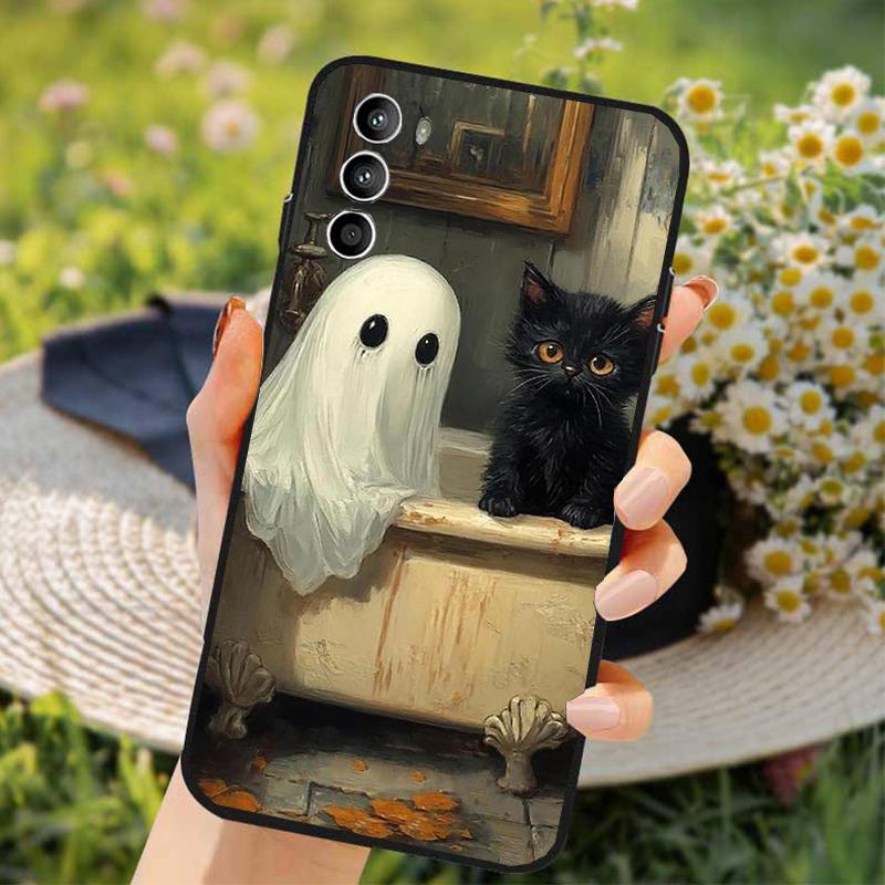 Phone Case For Xiaomi Poco C71 15T 14T Pro Redmi note 15 14 14 13 Pro Redmi A5 15C 13C Black Cat Flower Art Xiaomi 14T Pro