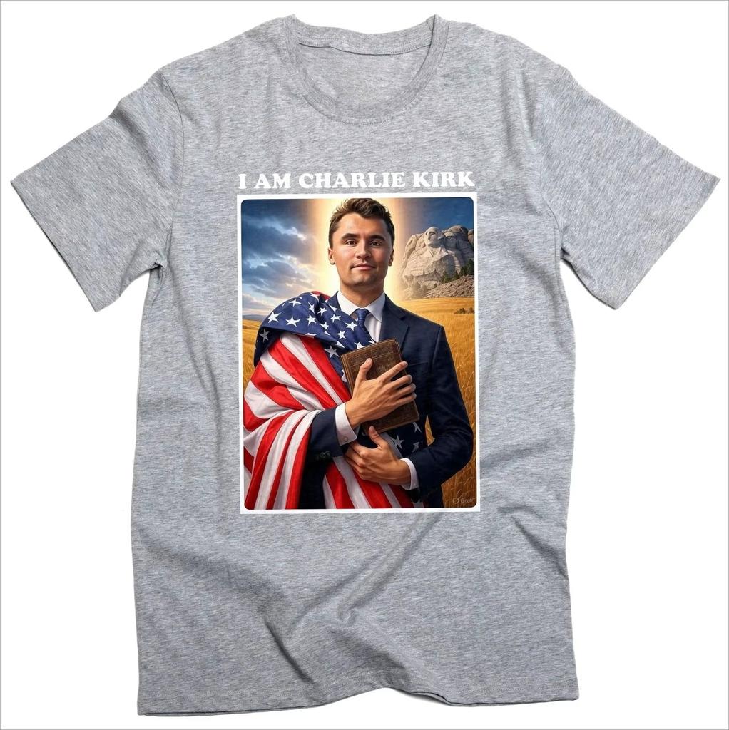 Io Sono Charlie Kirk Patriottico USA Cristiano Gesù Design Stampato Maglietta Comoda e Traspirante Morbida alla Moda Abbigliamento Uomo