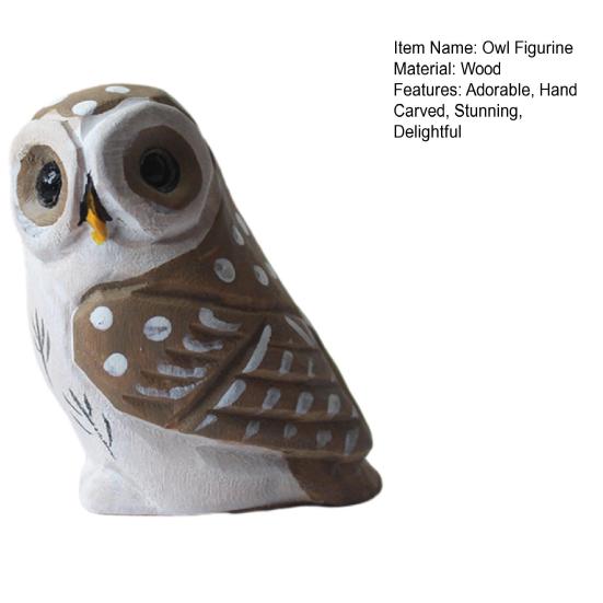 Hand-Carved Owl Figurine, Small Forest Bird Sculpture, Wooden Wildlife Animal Statue for Desk, Home Decor, Gift for Bird Lovers