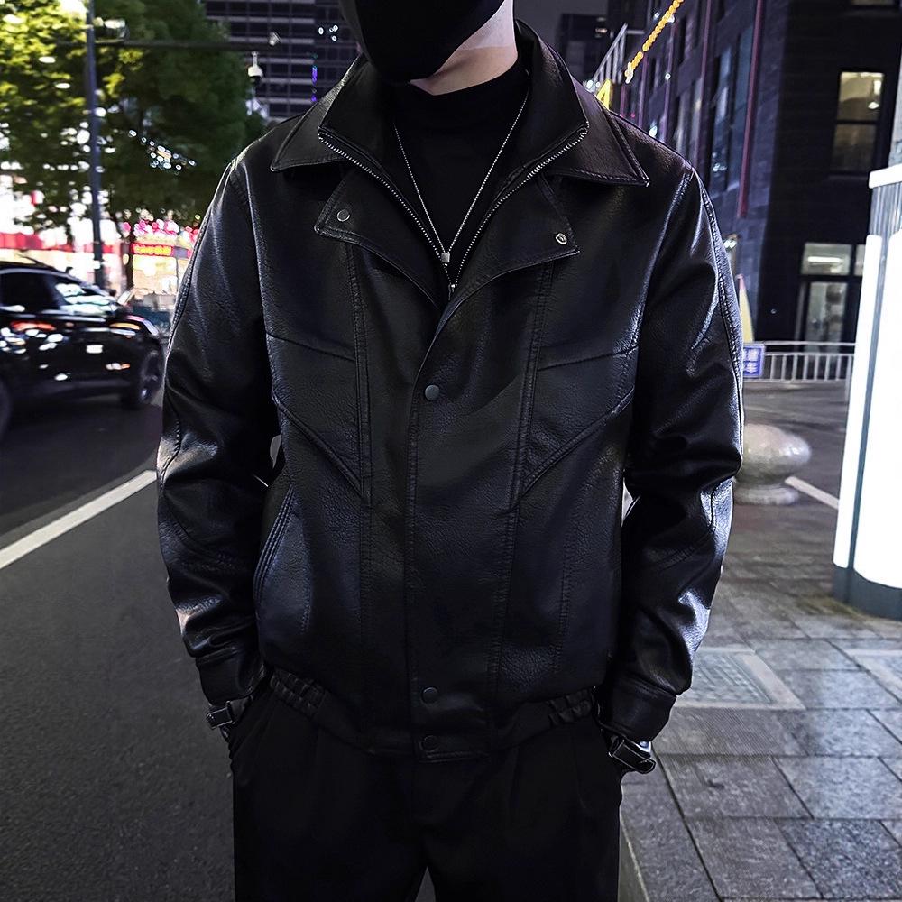 

Men s High-End Faux Leather Jacket - Autumn/Winter 2025 Trendy Rebellious Style Extra Large чорний