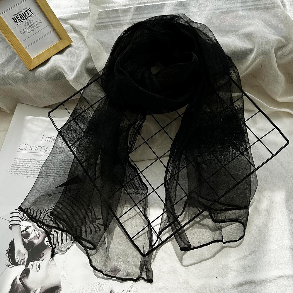 Thin Yarn Blue Women'S Hemp Mulberry Silk Scarf Women'S Autumn  Versatile Elegant Literary Silk And Hemp Shawl