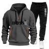 Herbst und Winter Herren Pullover Hoodie und Hose Zweiteiliges Set, Outdoor Jogging Reißverschluss Herren Sportbekleidung Set